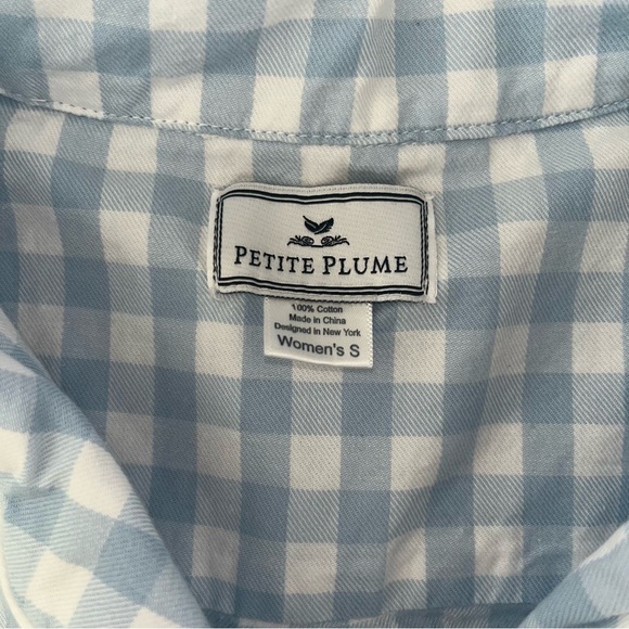 Petite Plume Womens Twill Pajama Set in
Light Blue Gingham Small Classic Sleep - Picture 7 of 16